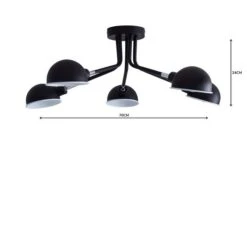 Elements Borr Black 5 Light Semi Flush Ceiling Light 10 Elements Borr Black 5 Light Semi Flush Ceiling Light -Elements 1000157756 alt04