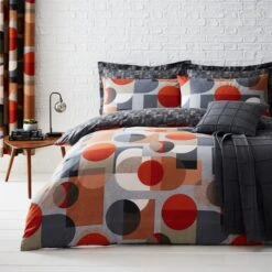 Elements Oscar Reversible Orange Duvet Cover And Pillowcase Set -Elements 30563410