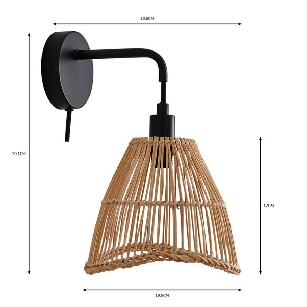Elements Jaula Rattan Plug In Wall Light 14 Elements Jaula Rattan Plug In Wall Light - Image 14