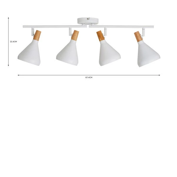 Elements Wolston 4 Light Semi Flush Spotlight Bar 12 Elements Wolston 4 Light Semi Flush Spotlight Bar - Image 12
