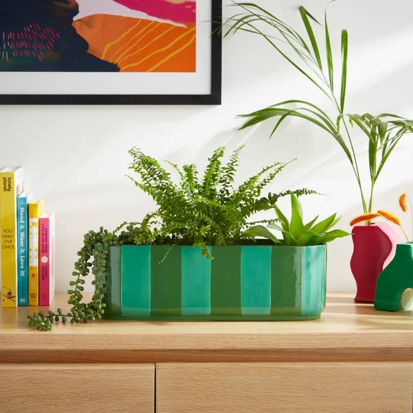 Elements Striped Ceramic Windowsill Plant Pot 7 Elements Striped Ceramic Windowsill Plant Pot - Image 7