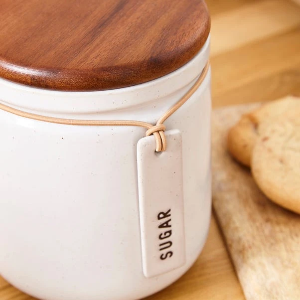 Elements Cream Speckled Hang Tag Kitchen Canister 2 Elements Cream Speckled Hang Tag Kitchen Canister - Image 2