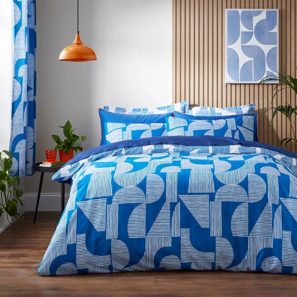 Elements Ezra Blue Cotton Duvet Cover And Pillowcase Set 15 Elements Ezra Blue Cotton Duvet Cover And Pillowcase Set - Image 15