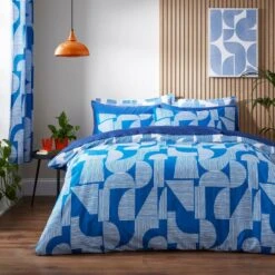 Elements Ezra Blue Cotton Duvet Cover And Pillowcase Set 27 Elements Ezra Blue Cotton Duvet Cover And Pillowcase Set -Elements 30902414