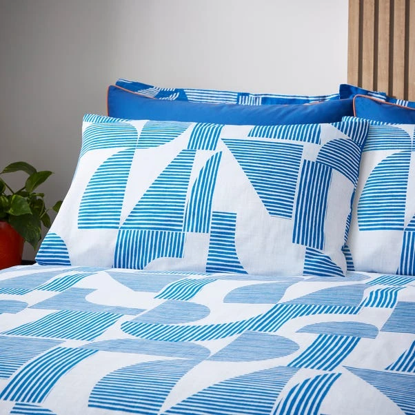 Elements Ezra Blue Cotton Duvet Cover And Pillowcase Set 11 Elements Ezra Blue Cotton Duvet Cover And Pillowcase Set - Image 11
