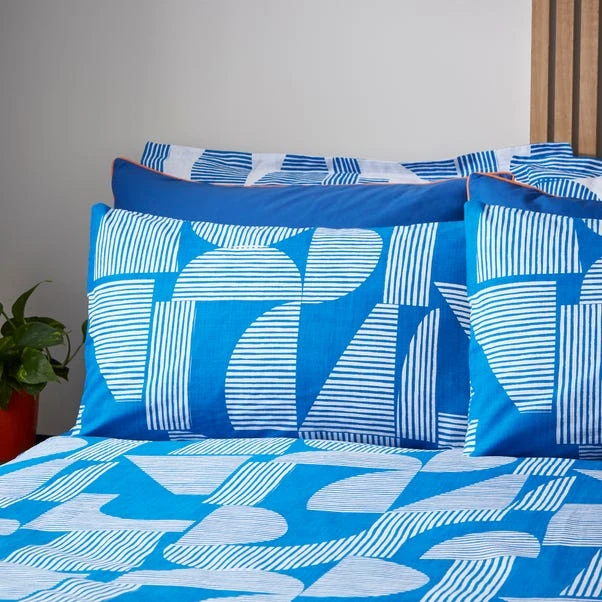 Elements Ezra Blue Cotton Duvet Cover And Pillowcase Set 2 Elements Ezra Blue Cotton Duvet Cover And Pillowcase Set - Image 2
