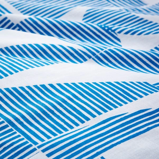 Elements Ezra Blue Cotton Duvet Cover And Pillowcase Set 6 Elements Ezra Blue Cotton Duvet Cover And Pillowcase Set - Image 6