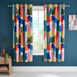 Elements Abstract Blocks Blackout Eyelet Curtains -Elements 30903785 alt05