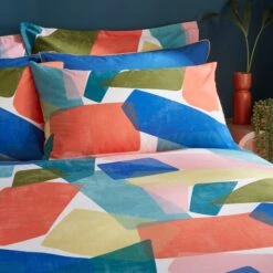 Elements Abstract Blocks Multicoloured Cotton Duvet Cover And Pillowcase Set -Elements 30903850 alt01