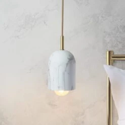 Elements Levi Marble Adjustable Pendant Light